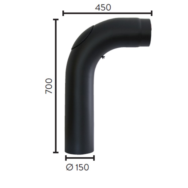 RØYKRØR Ø150 90GR HELBØYD M/L 70X45
