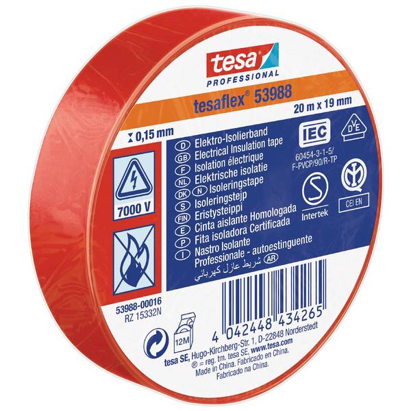 ELTAPE 53988 RØD 19MMX20M