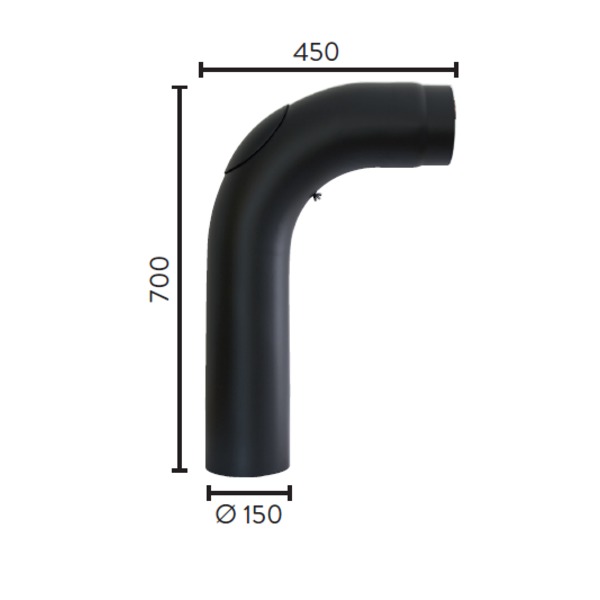 RØYKRØR Ø150 90GR HELBØYD M/L BP