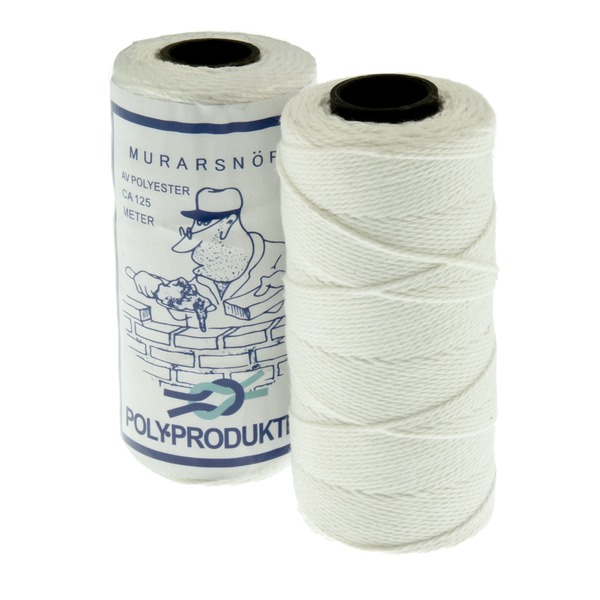 MURERSNOR HVIT POLYESTER 125M