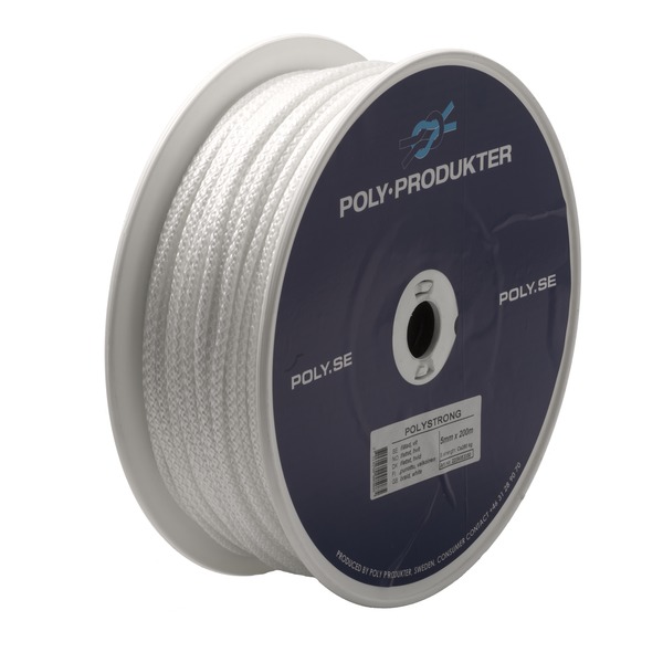 FLAGGLINE 5MM 200M HVIT POLYSTRONG