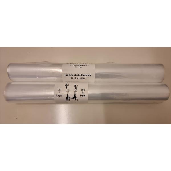AVFALLSEKK KLAR RULL A 10 SEKKER 750X1250MM 45MY 125L