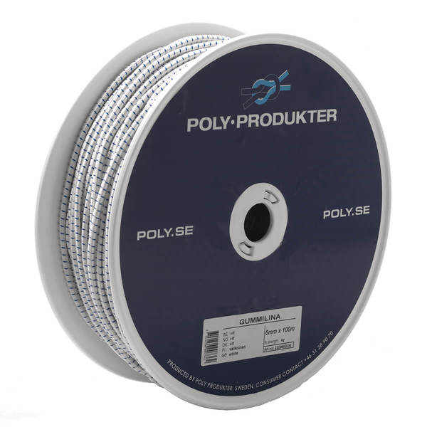 GUMMILINE -STRIKK 8MM 100M HVIT SPL