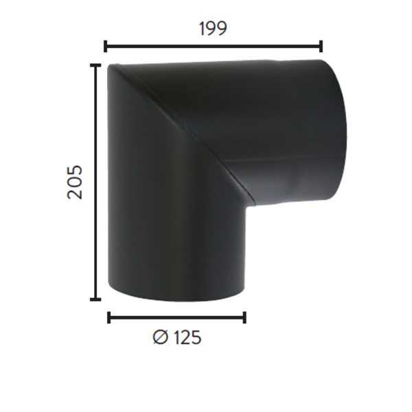 RØYKRØR Ø125 90 GR KNE UTEN LUK MBE