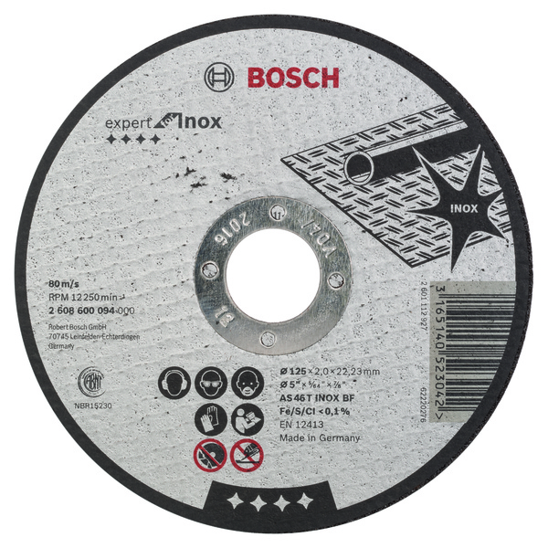 KAPPESKIVE Ø125X22,2X2,0 RETT INOX