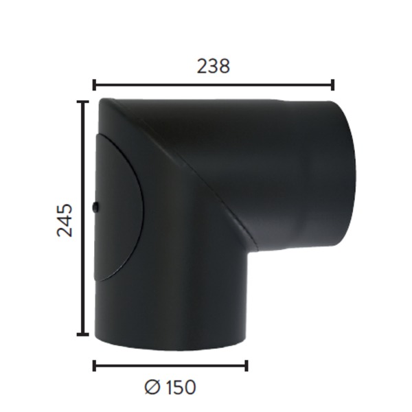 RØYKRØR Ø150 90 GR KNE M/LUKE 2,3MM