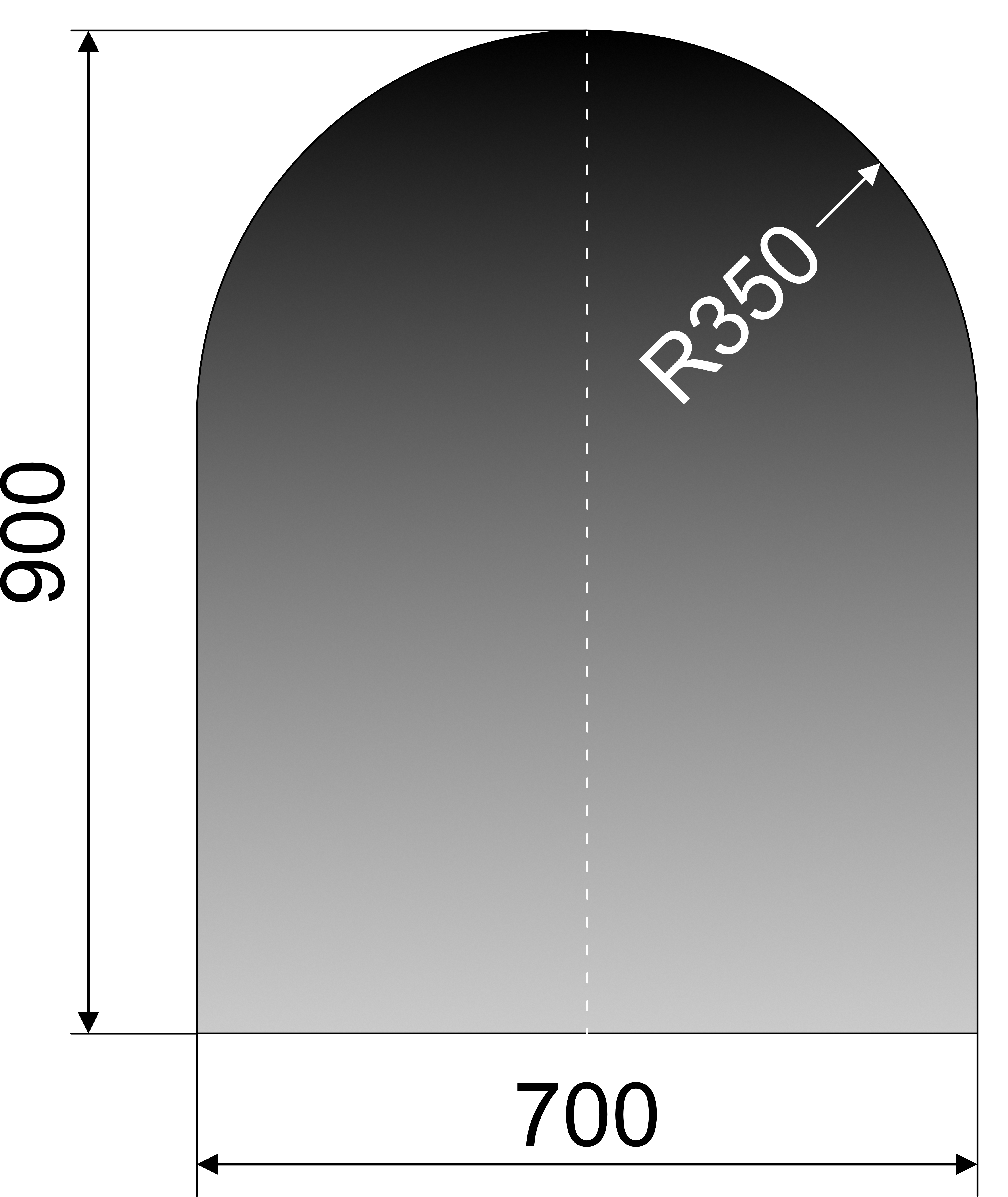 GULVPLATE 700X900X6MM S GL HALVRUND