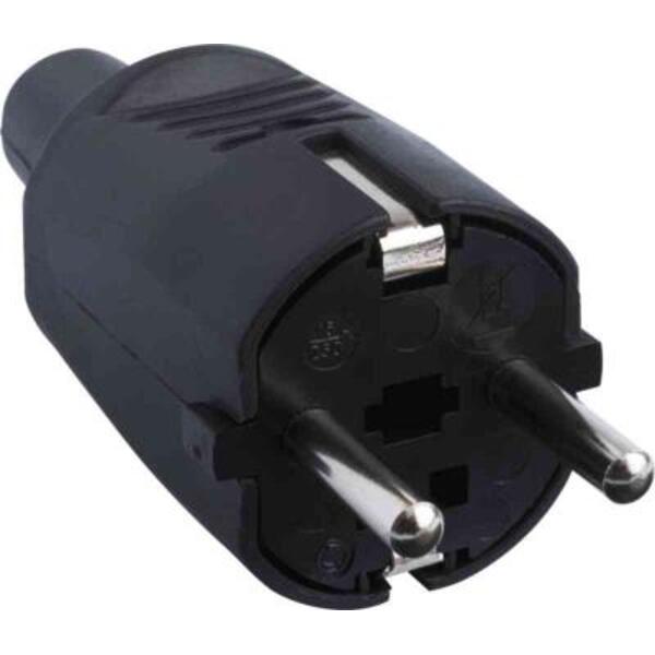 PLUGG GUMMI M/JORD SORT IP44