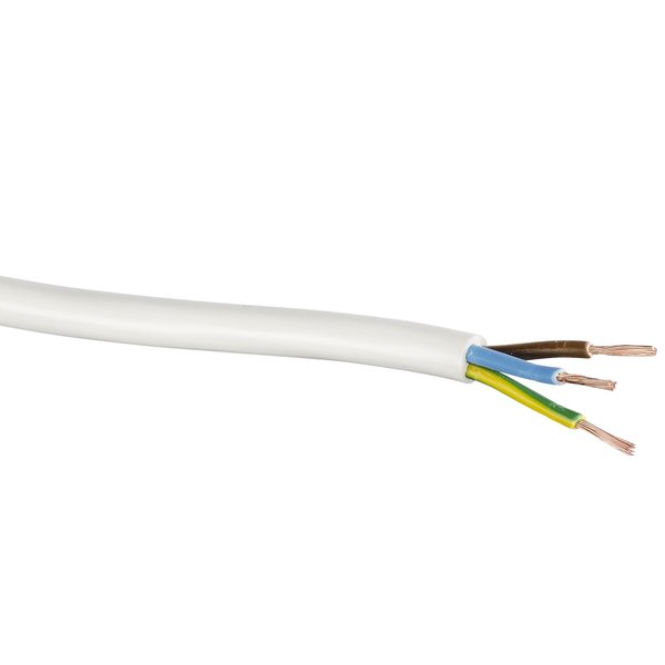 KABEL PLH 3G0,75 HVIT 5M/RING