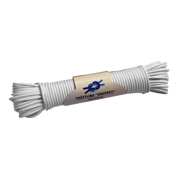 SNOR TØRKESNOR 4MM 20M HVIT GREPPET