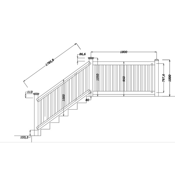 REKKVERKSELEMENT VINYL TRAPP 100CM