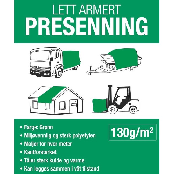 PRESENNING GRØNN 8X10M 130GR/M2 (2/28)