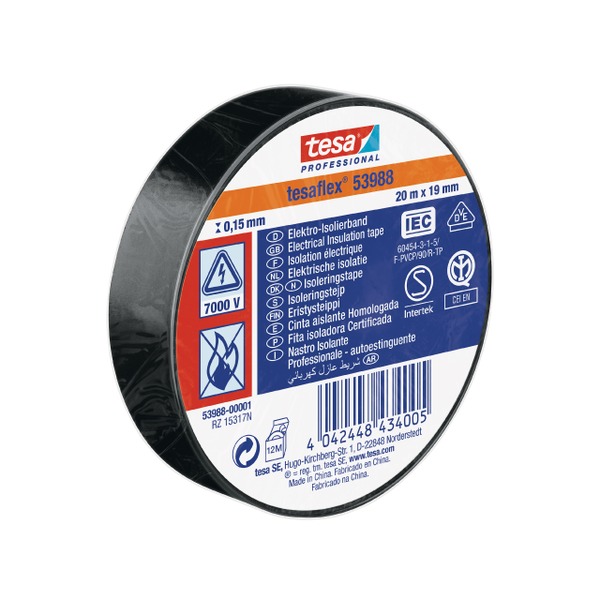 TAPE EL 53988 SVART 19MMX20M